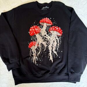 Threadless Black Mushroom Jellyfish Sweatshirt By Kooky Love Crewneck Sz Medium